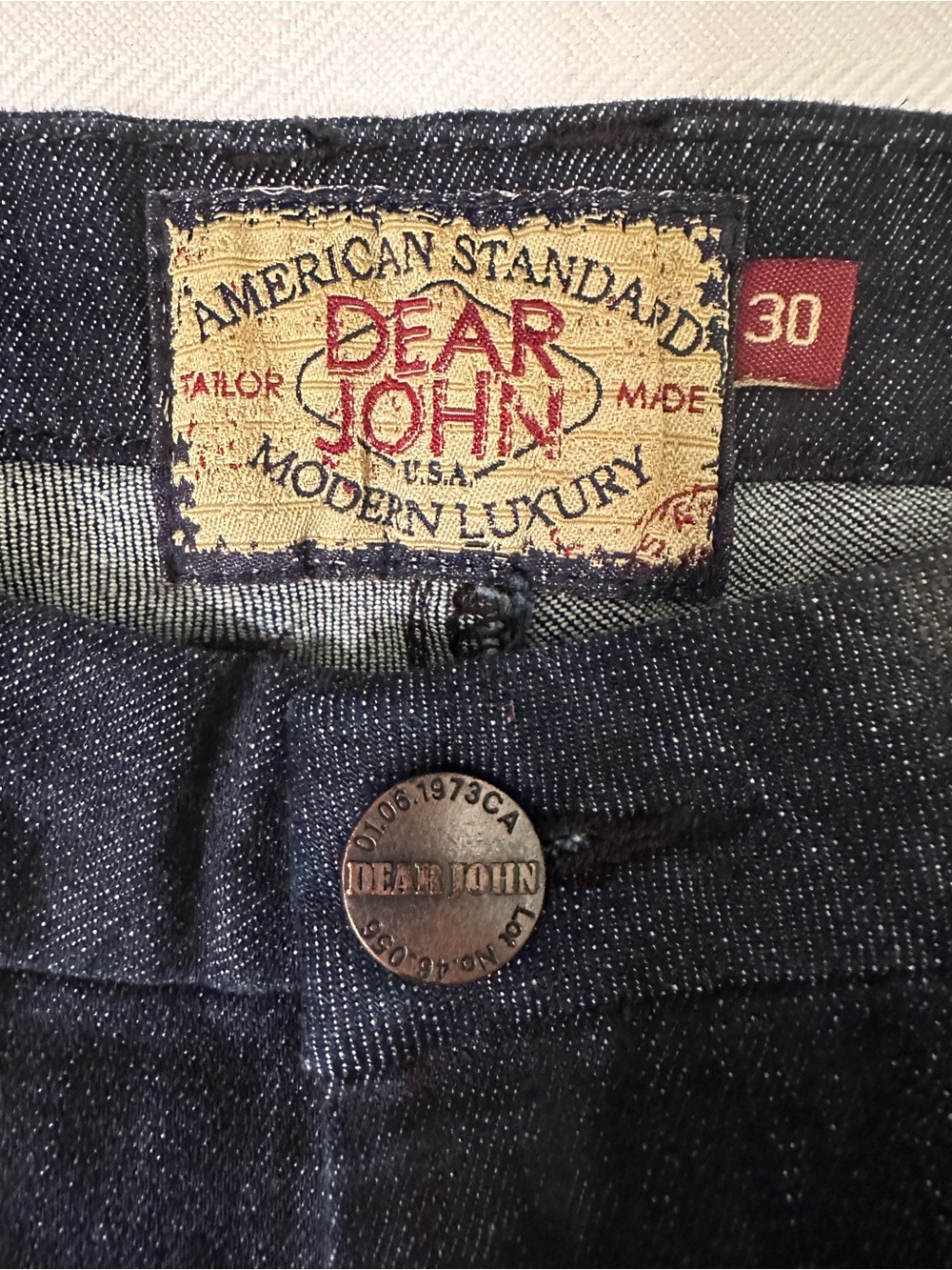 🔥💙🔥 Pristine Condition, Dear John Dark Blue Bootcut Jeans, Size 30/10 - Picture 7 of 13